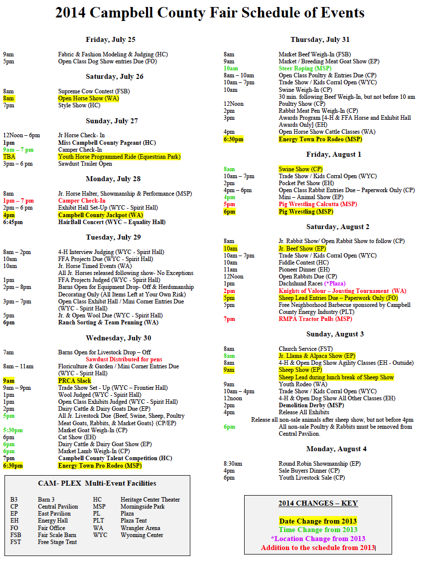 Information: Campbell County Fair Schedule